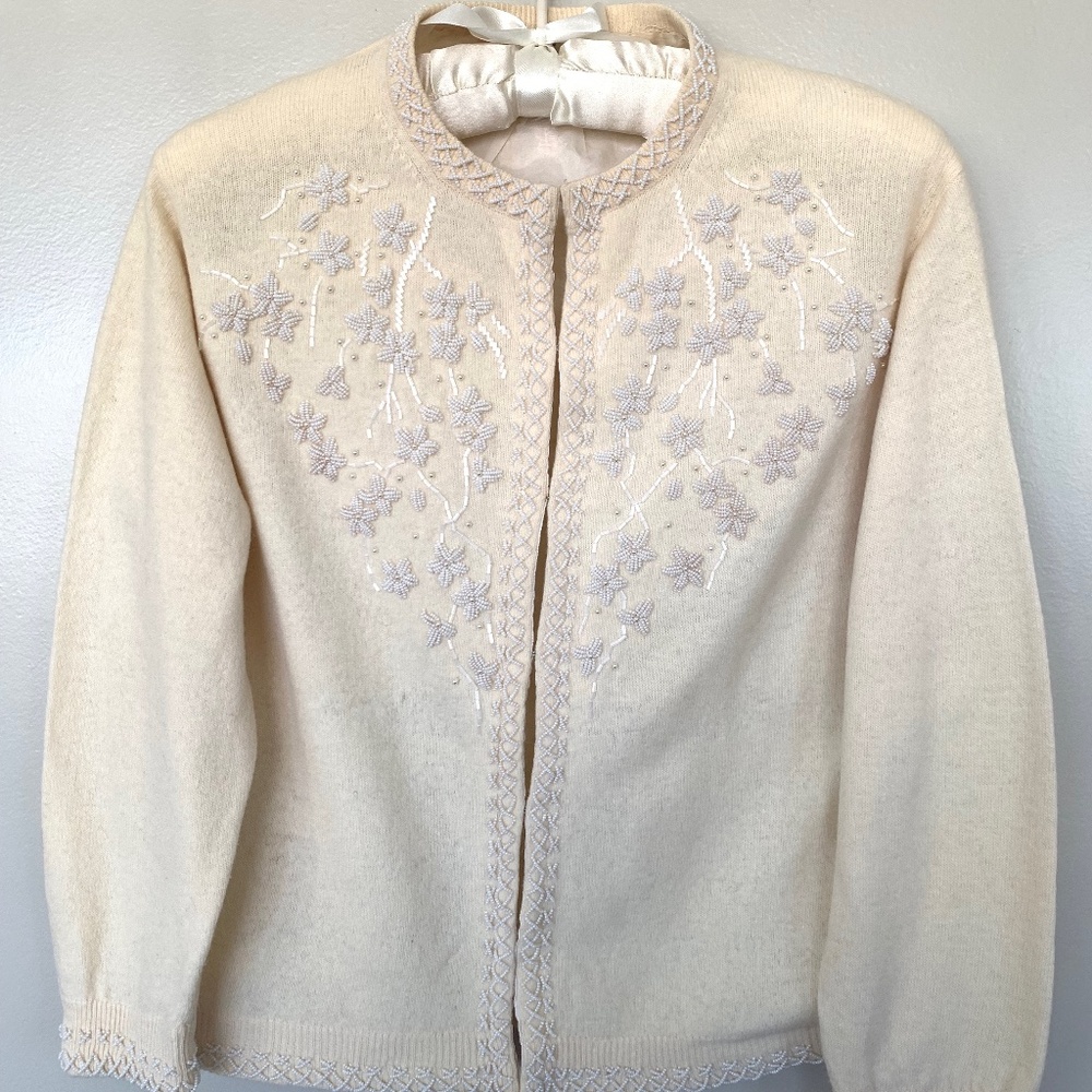 Vintage Cyn Les hand beaded sweater.